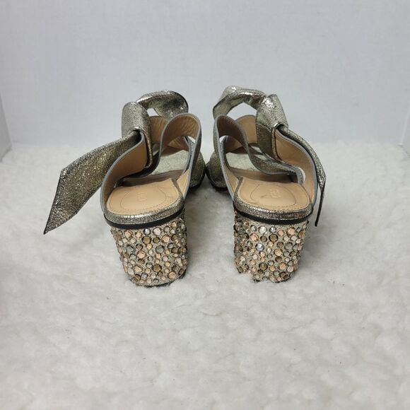 Chloe Nellie Crystal Embellished Top Knot Women's Gray Gkitter Block Heel Sandal - Picture 4 of 12